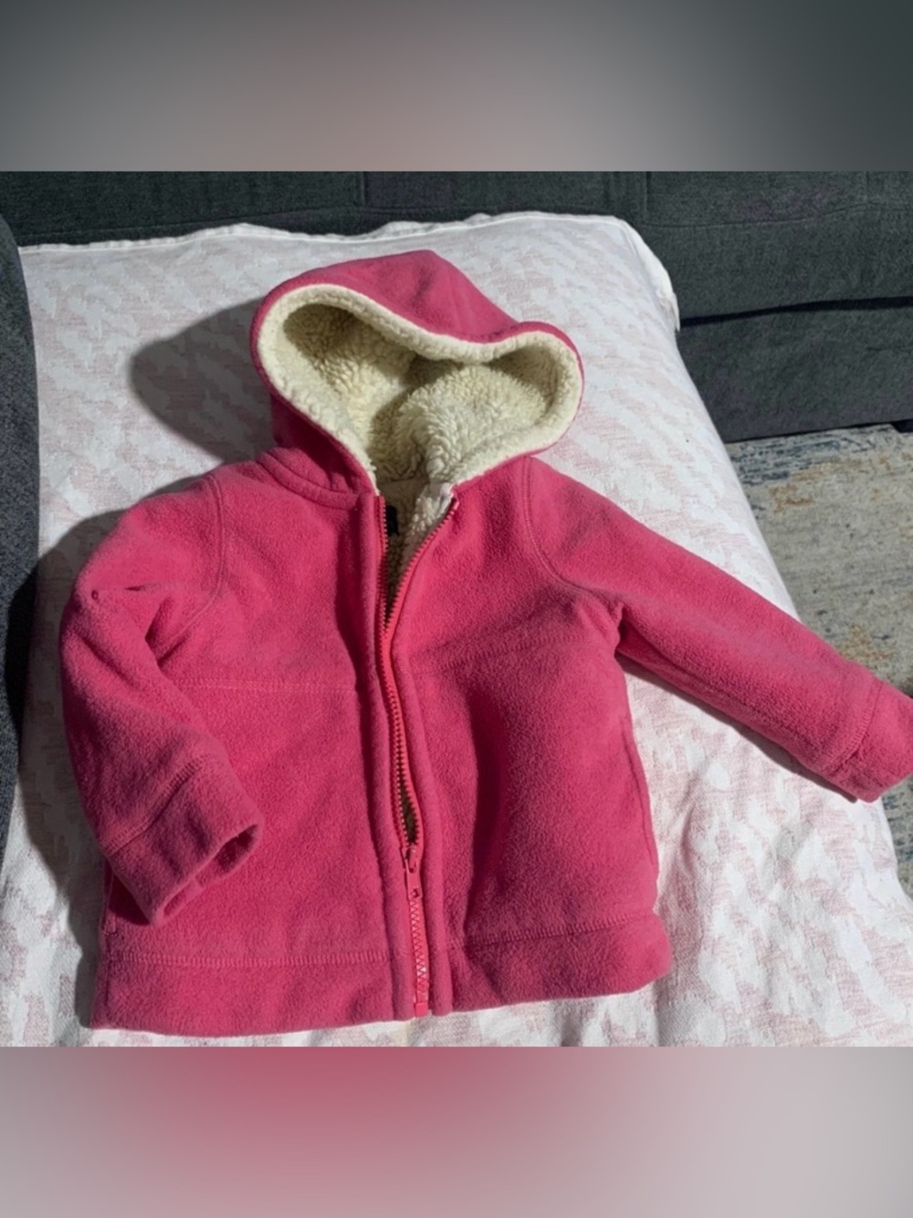 Mini Boden Pink  Sherpa-Lined Jacket